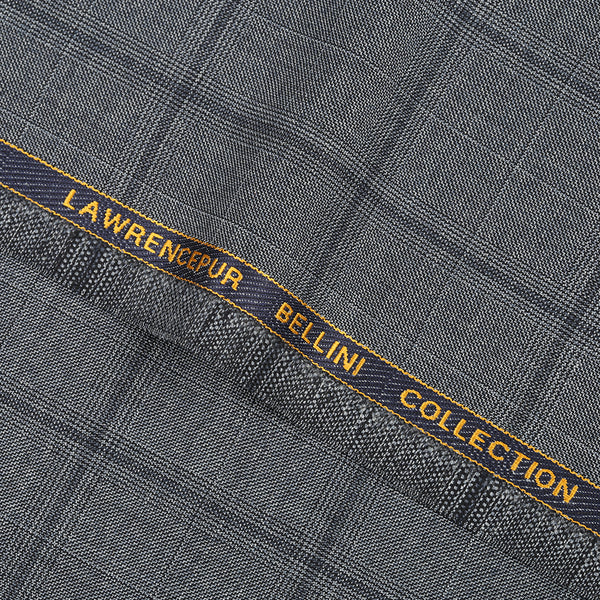 Big Checks Glen Plaid-Carbon Grey, S 100 Pure Wool, Bellini Suiting Fabric