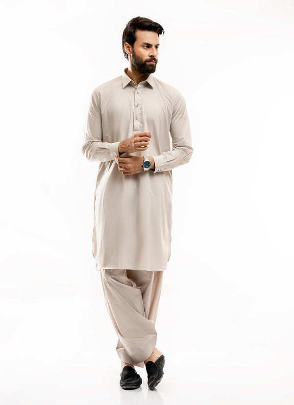 Plain-Beige Brown, Hi-End Egyptian Cotton Shalwar Kameez