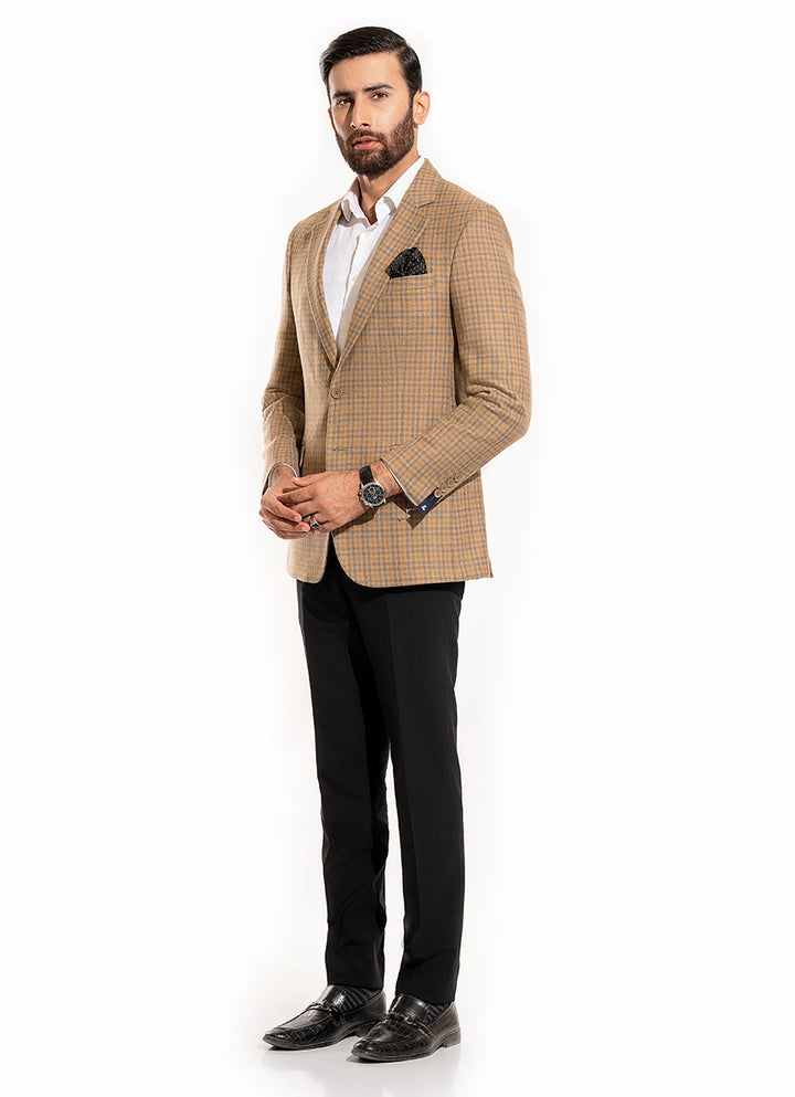Beige Worsted Tweed Blazer - Tailored men's formal jacket