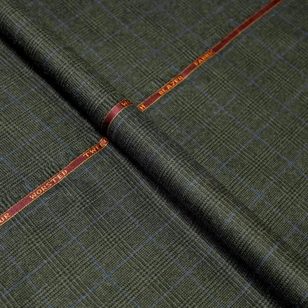 Fabric - Worsted Tweed Grey & Black Checks