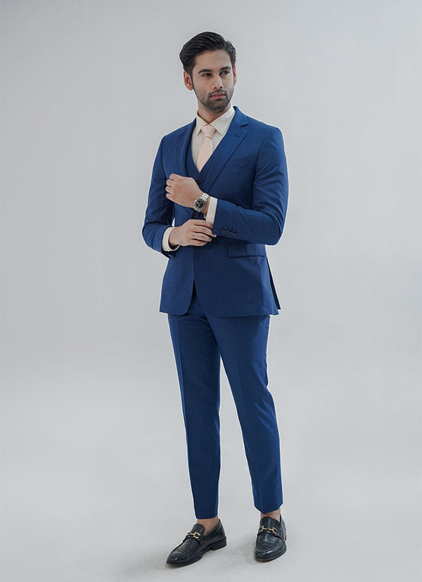 Tropical Exclusive French Blue Plain 3-Piece Suit