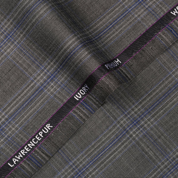 Big Checks-Lava Grey, Ivory Premium Wool Rich Suiting Fabric