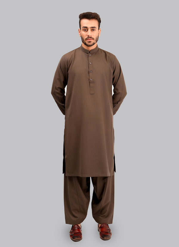 Shalwar Kameez - Salaar Prime Wooden brown Plain