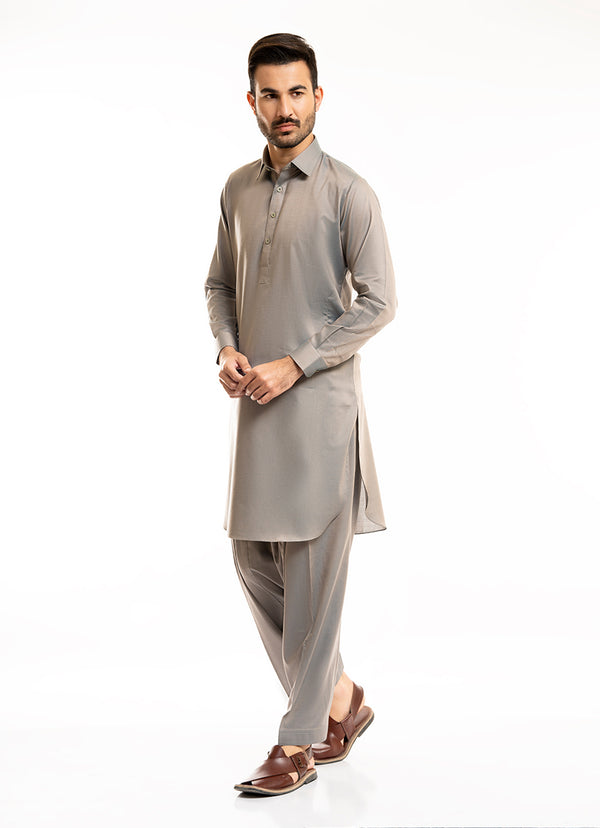 Seafoam Brown Bird Eye Yarn Dyed Textured Shalwar Kameez