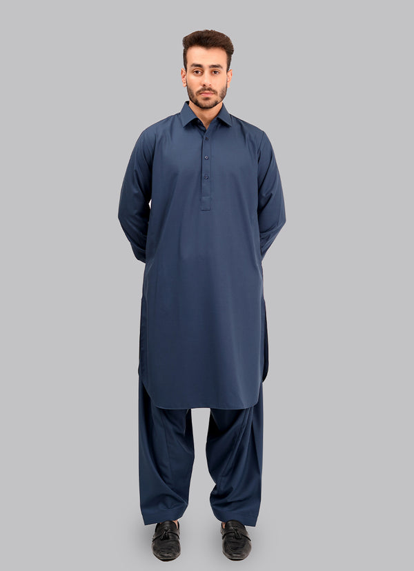 Shalwar Kameez - Zhob Navy Blue Plain