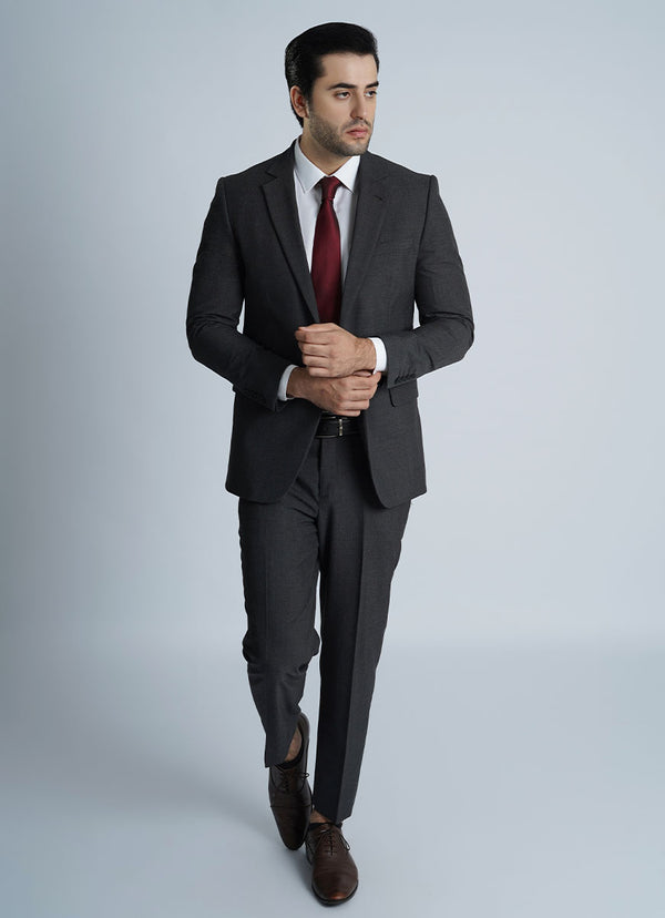 A modern grey men's 2-piece suit for weddings and office wear, displayed from Lawrencepur's collection.