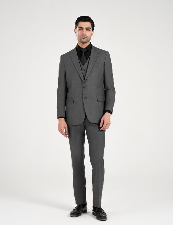 Lawrencepur charcoal grey 3-piece suit in New IMP Garment TRW fabric.