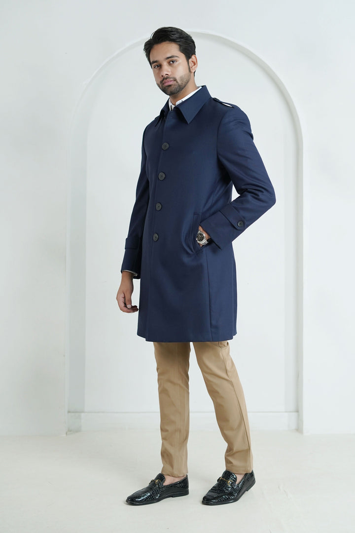 Blue Merino Wool Long Coat – Superior Serge Winter Wear