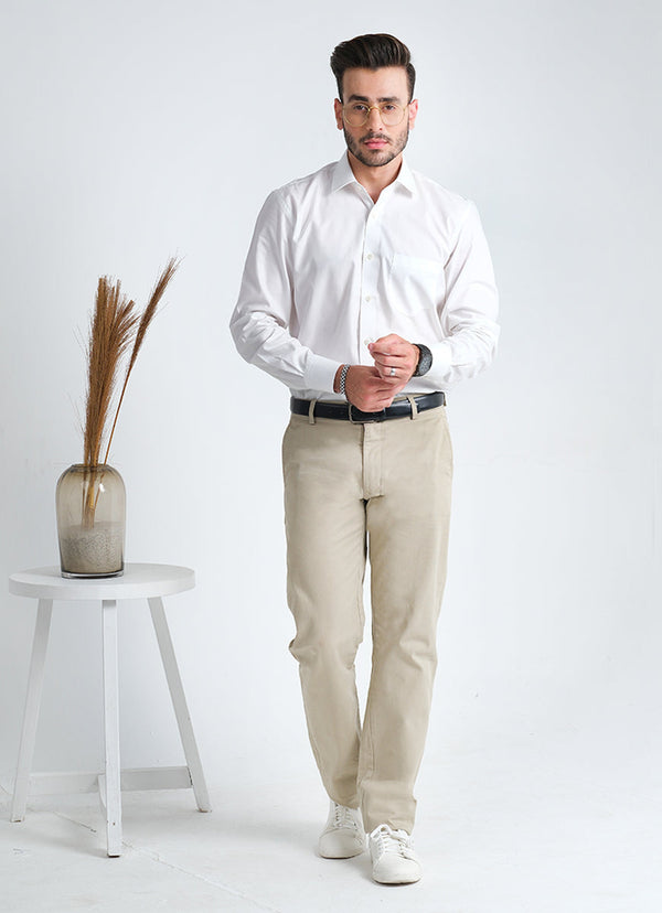 Supernova White Self Diagonally Ribbed Shirt Formal Shirt