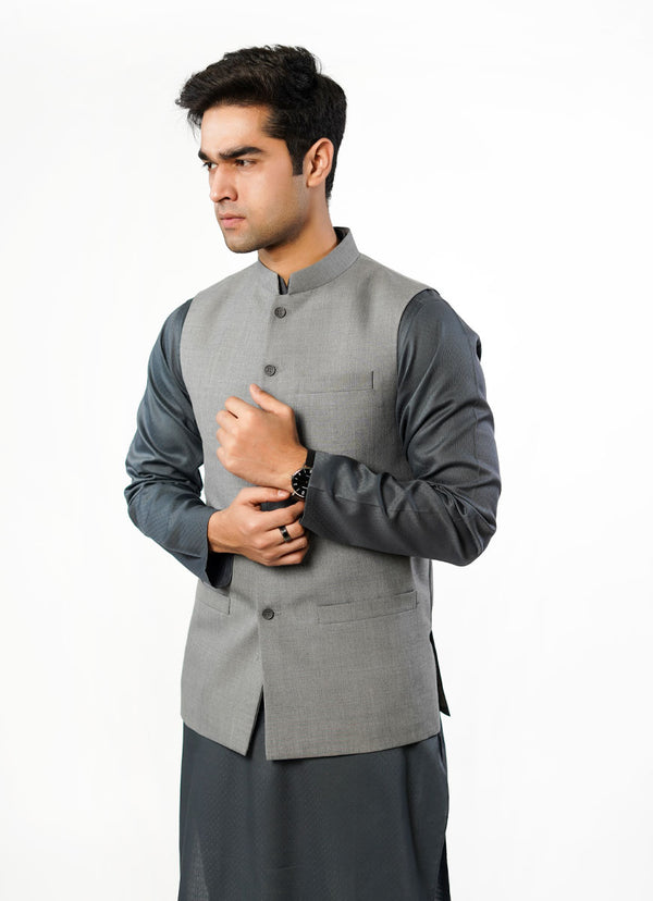 Grey Plain Tropical Exclusive Classic Waist Coat