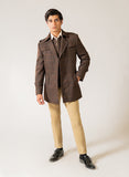 Windowpane Checks, Chocolate Brown, Wool Rich, Worsted Tweed Double Jacket