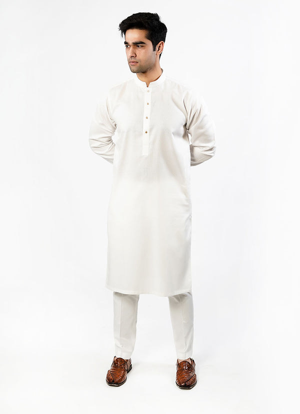 White Dotted Dobby Design Phantom Cotton Kurta