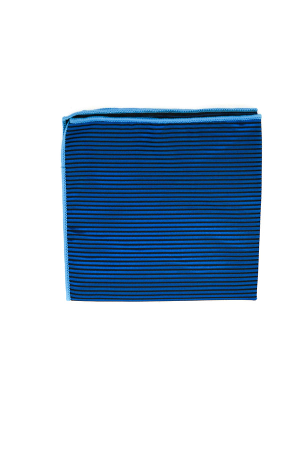 Pocket Square - Rich Silk Royal Blue Stripes