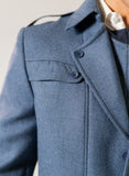 Plain Sky Blue, Wool Rich, Worsted Tweed Double Jackets