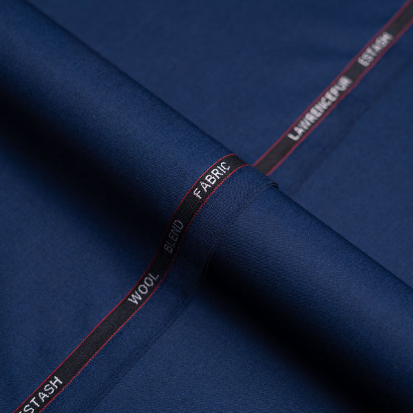 Navy Blue Plain Wool Blend, Estash Suiting Fabric