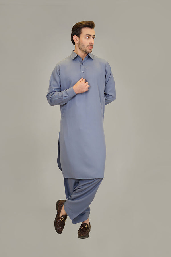 Shalwar Kameez - Baltoro Bluish Grey Plain