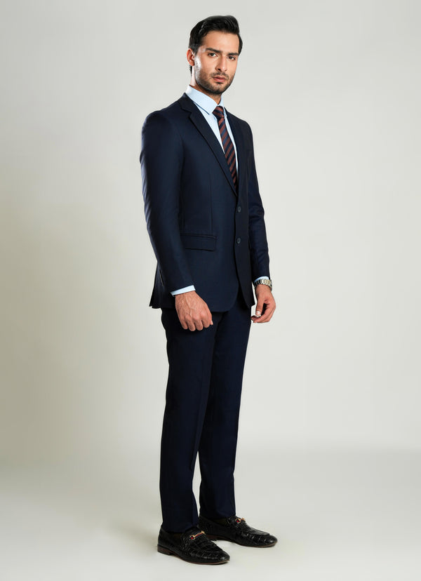 Lawrencepur blue design formal 2-piece suit in wool-rich fabric for all seasons.