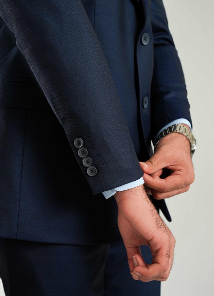 Blue Design 2-Piece Formal Suit - Wool Rich IMP Garment, Men’s Suit