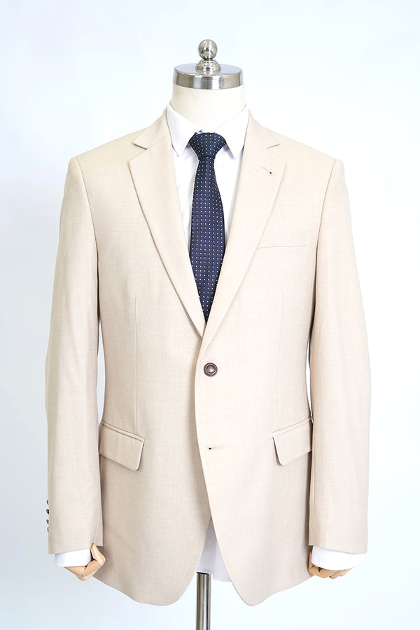 Sand Tan Plain Wool Rich Classic Blazer