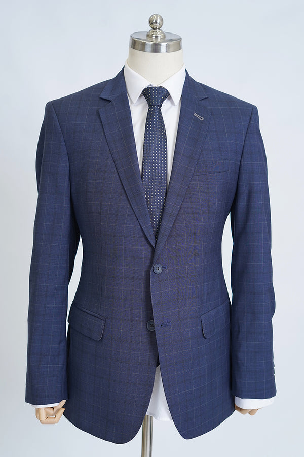 Blue/Black Checks Wool Rich Classic Blazer