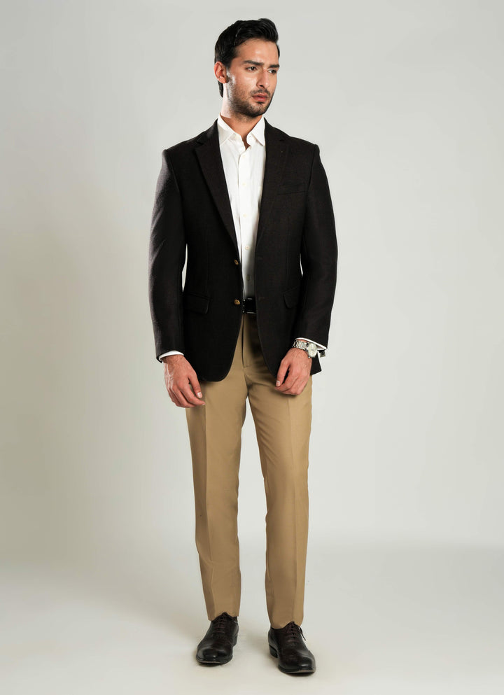 Brown Self-Stripe Classic Blazer - Wool Blend Tweed, Winter Men’s Jacket