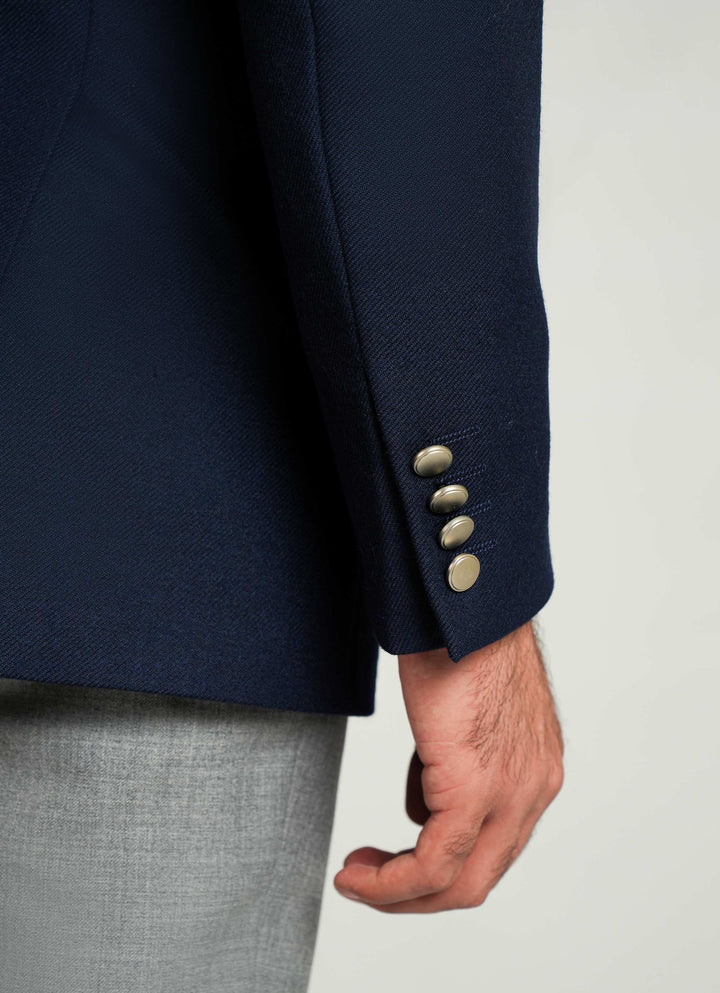 Bluish Grey Herringbone Blazer - Wool Blend Tweed, Winter Men’s Coat