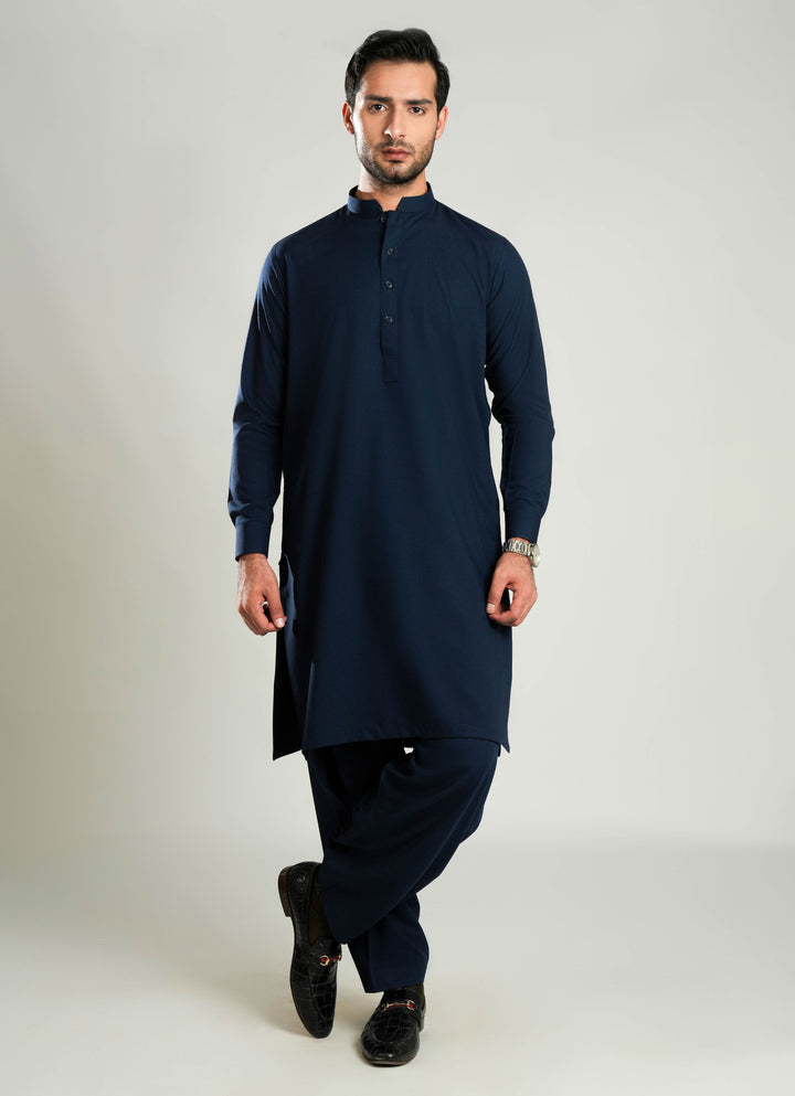 Lawrencepur Zhob blue plain shalwar kameez, a traditional ethnic wear outfit.