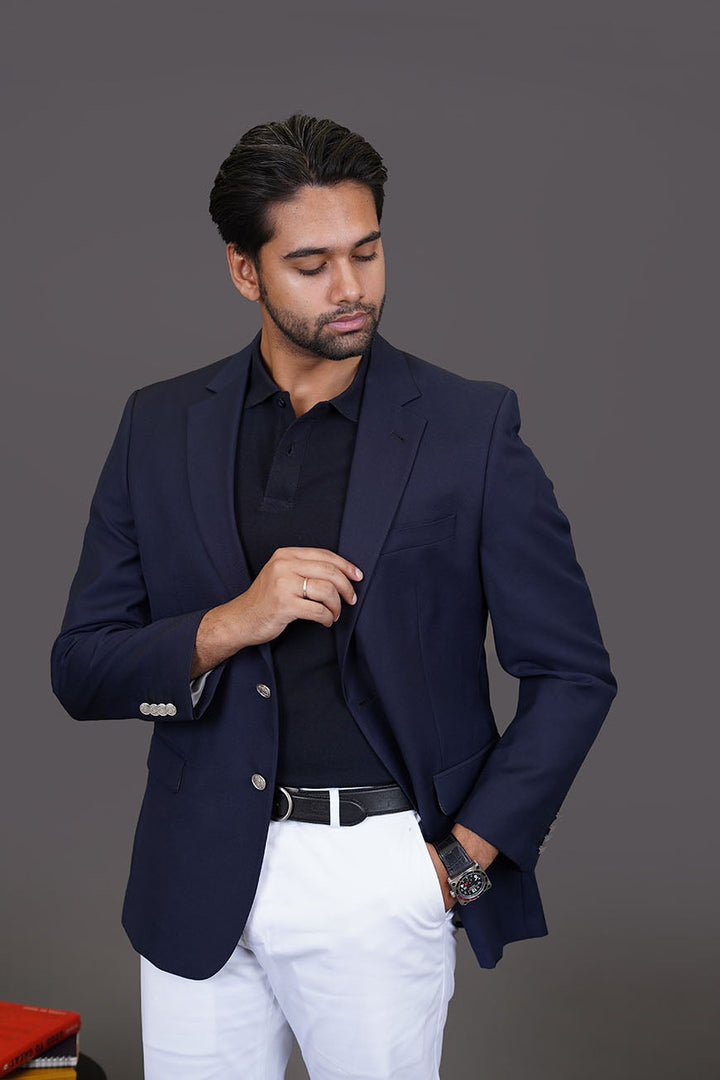 Navy polo shirt side view - perfect office wear