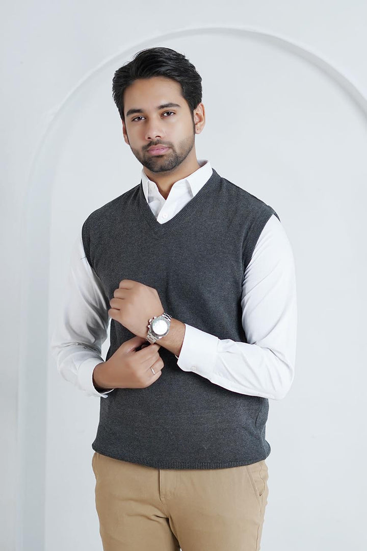 2800-11200-020-0-001 L-Sweater 100% Cotton Sleeveless-V Neck 100% Cotton Grey Winter-5