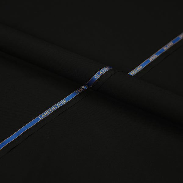 Black Plain Wool Blend Centurian Classic Trousering Fabric