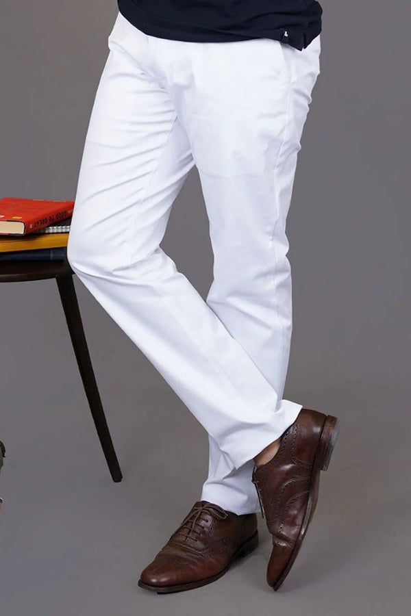 2370-03030-050-0-001 L-Casual Trouser Lycra Cotton Lycra Cotton White Summer 2