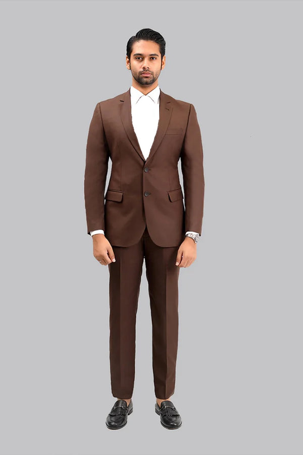 Chocolate Brown Plain Formal 2-Piece Suit