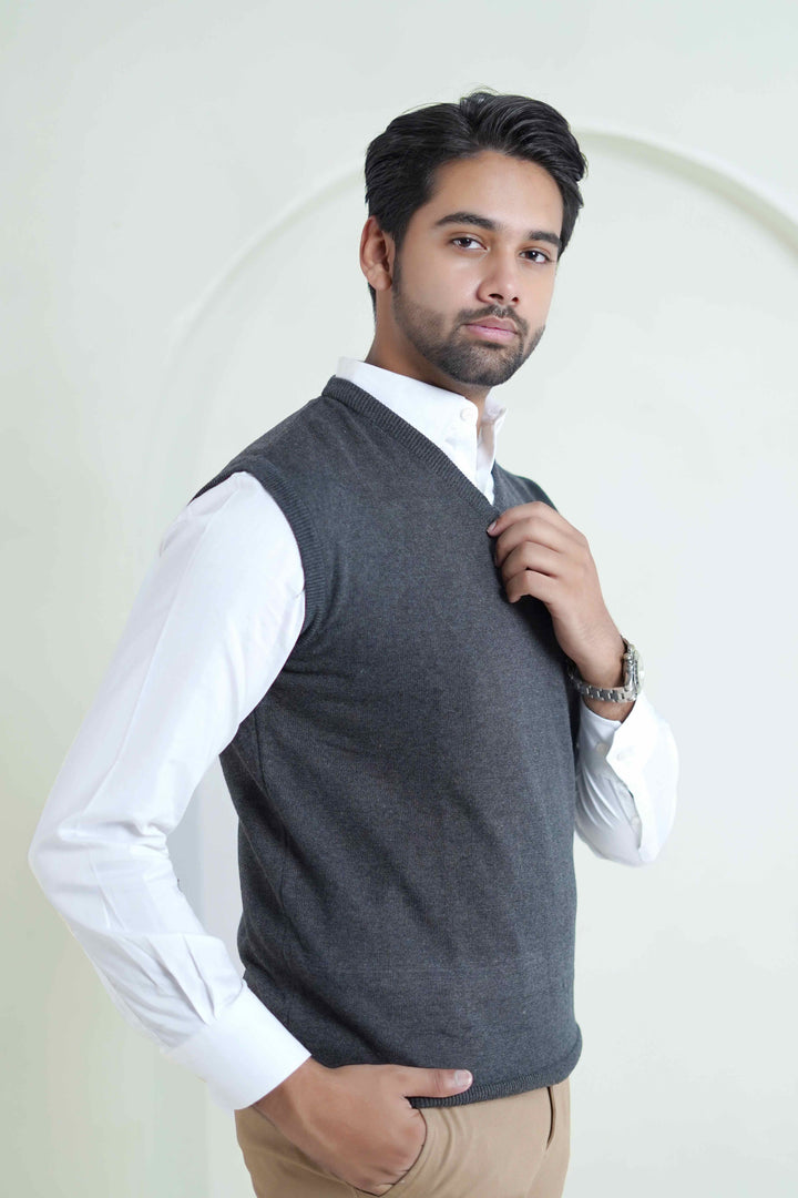 2800-11200-020-0-001 L-Sweater 100% Cotton Sleeveless-V Neck 100% Cotton Grey Winter-5