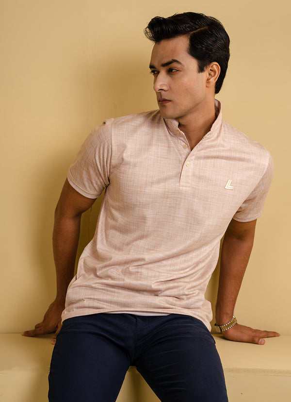 Polo Shirt - Rich Cotton Textured Beige