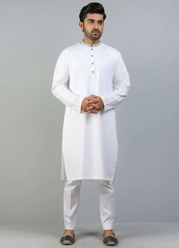 Kurta - Bosky Synthetic  Off White Plain